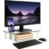 Techly 100945 Stand da Scrivania Regolabile Vetro Trasparente per Monitor Notebook Trasparente