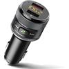RADCLO Trasmettitore FM Bluetooth per Auto con Doppia USB 5V/2.4A, Vivavoce Integrato e Segnale Potente - Compatibile con iPhone e Android