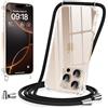Vauki Cover con Cordino per iPhone 16 Pro Max,Custodia con Laccio Collana Tracolla Trasparente Silicone TPU+PC Bumper Back Antigraffio Proteggere Case Corda per iPhone 16 ProMax