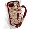 Xylota Cover con Cordino per Google Pixel 9a 5G, Estivi Aesthetic Fiori Disegni Ragazze Custodia con Corda Bracciale Laccio Laccetto, Sottile Silicone TPU Antiurto Case per Pixel 9a, Bordeaux