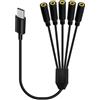 HTGuoji USB C a Dual DC 3,5 mm cuffie jack audio Y splitter, 2 in 1 tipo C maschio a 2 x 3,5 mm cavo di prolunga stereo femmina supporto controllo volume, microfono e ascolto (30 cm) (5 Way)