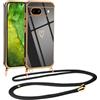 Vauki Cover con Cordino per Google Pixel 8a, Carina Motivo Cuore Custodia con Collana, Antiurto Ultra Silicone TPU Morbida e Sottile Catena per Cellulare Case per Google Pixel 8a, Nero