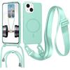FERLAN Cover con Cordino per iPhone 13 Cover Magnetica, Cover in Silicone TPU Morbido Corda Collana Necklace Regolabile Stylish con Catena Ultra Sottile Case, Menta verde