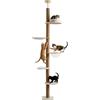 Avilia - Albero Tiragraffi a Soffitto Regolabile 260-300 cm - Torre Verticale Salvaspazio per Gatti con Amaca a Cupola e Cuccia - Palo Tiragraffi in Legno e Juta Naturale - Design a Colonna