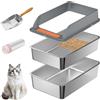 Yoochee Lettiera per Gatti con Setaccio in Acciaio Inox con Coperchio, Lettiera Setacciata per Pellet di Pino e Gatti Piccoli, Sistema di Vaschetta Setacciata in Metallo per il Controllo degli Odori, Fodere e