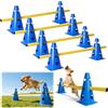 INQUIRLLY Set di Ostacoli a Incastro per Cani, cavalletti Grandi, Set di Ostacoli, Ostacoli Regolabili per Il Gioco del Calcio, Sport equestri (8 Coni Alti 23 cm + 8 Bastoncini)