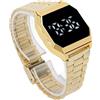 Fockety Orologio sportivo digitale, orologio touch screen con cinturino in acciaio inossidabile Orologio digitale multifunzionale a LED trasparente con funzione cronografo di allarme per uomo donna(d'oro)