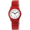 Adrina Orologio da donna in acciaio inox, con numeri grandi, lunghezza 18 cm, diametro 34 mm, larghezza 18 mm, regalo per donne, Rosso scuro 1, Bracciale