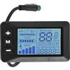 Ubric Pannello display digitale LCD a 5 pin impermeabile per monitor di batterie per e-bike da 24 V, 36 V e 48 V.
