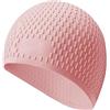 Wswqop Cuffia da Nuoto Unisex per Adulti in Morbido Silicone, Impermeabile, in Elastomero, Adatta a Capelli Lunghi, per La Protezione delle Orecchie, Ideale, Rosa