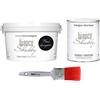 bianco Shabby CHALK PAINT Nero Lavagna & FINITURA + PENNELLO - Pittura Shabby Chic EXTRA OPACA (2,5 Litri) + Finitura Trasparente Opaco (1 Litro) + 1 Pennello Pro 50 mm
