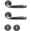 effedielle® Maniglia per Porta Completa Interno ed Esterno, con Molla di Ritorno, Disponibile in Diversi Modelli e Colori, viti di fissaggio comprese (Cromo Satinato, Tonda)