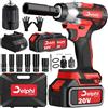 Delphi Avvitatore a percussione a batteria, 20 V, 1/2, 2 AKU, batteria senza spazzole, 20 V, 1/2 pollici, velocità variabile e luce LED