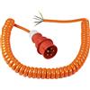 as - Schwabe cavo di collegamento a spirale CEE lunghezza base 1 m - espandibile a circa 5 m - cavo da cantiere H07BQ-F 5G2,5 in poliuretano - 400V, 16A - estremità 50 mm spelata - arancione - 70432