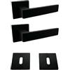 effedielle® Maniglia per Porta Completa Interno ed Esterno, con Molla di Ritorno, Disponibile in Diversi Modelli e Colori, viti di fissaggio comprese (Nero Opaco, Quadrata)