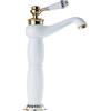 ZYCDP Miscelatore Lavabo Bagno Vintage Rubinetto Bagno Monocomando Miscelatore Bagno Ottone Rubinetto Acqua Calda Fredda, bianco+Oro, Alto
