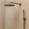 Ogomondo Kit Doccia Circolare Round-2 Soffione 250 mm in Acciaio Inox, Doccino con Presa Acqua, Finitura Oro (Oro Matt Satinato)