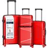 4FLY Set di valigie da viaggio leggere e rigide - Trolley con serratura TSA, doppie ruote, manico telescopico in alluminio e doppia cerniera, beauty case, bagaglio a mano e bagaglio da stiva, Colore