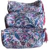 Jaime de Juan Leather Set 3 beauty case Print India. Borsa da trucco, borsa da bagno, borsa da viaggio, kit da barba, borsa da trucco, borsa da bagno, cotone indiano imbottito. Confezione da tre., Floreale Rosa E Blu