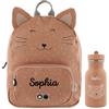 Upstitch Studio Trixie: Zaino e Borraccia per Bambini, per l'Asilo e Chitarra, Personalizzato con Nome, Gatto, Set: Rucksack BIG + Flasche