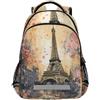 Wzzzsun Romantica Parigi Torre Eiffel Zaino Bambini Ragazze Ragazzi Zainetti Scuola con Riflettenti Daypack Borsa da Viaggio per Donna Uomo