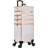 Arous Valigetta professionale 5 in 1 per trucchi e cosmetici, in alluminio, extra large, con ruote girevoli a 360°, bianco, 5 in 1