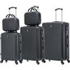 CELIMS - Set Valigie 5 Pezzi - Valigia Grande 23 kg + Valigia Media + Valigie Bagaglio a Mano + 2x Beauty Case da Viaggio | Nero