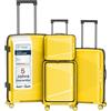 4FLY Set di valigie da viaggio leggere e rigide - Trolley con serratura TSA, doppie ruote, manico telescopico in alluminio e doppia cerniera, beauty case, bagaglio a mano e bagaglio da stiva, giallo