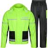 STORM Tuta Antipioggia Impermeabile 2 Pezzi con Inserti Elasticizzati, Giacca + Pantaloni Abbinati ad Alta Visibilità Yellow Fluo, Antivento con Cappuccio a Scomparsa (Giallo/Fluorescente, Small)