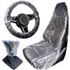 HIAHXC 10 coprisedili usa e getta per auto, in plastica trasparente, usa e getta, 10 coprivolanti, 10 coperture per leva del cambio, protezione impermeabile per sedile del veicolo