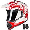 ILM Bambino Casco Motocross con Visiera Guanti ATV Off Road Go Kart ECE22.06 DOT Modello WS-906,Rosso Bianco,S