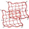Dakexiong (Rosso) - Set di 2 reti da carico per moto, 40 x 40 cm, con 6 ganci regolabili, rete elastica robusta per casco da moto, cordino elastico, rete di immagazzinaggio