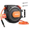VEVOR Avvolgitubo per Tubi ad Aria Compressa Tubo Flessibile in PVC da 15 m x 9,5 mm, Massimo 300 PSI, con Riavvolgimento Automatico e Cavo da 1 m, Montaggio a Parete Girevole per Garage
