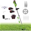SpirWoRchlan Tagliaerba a Batteria 21V 3 in 1 con Tagliabordi, 2 Batterie da 2Ah e Caricatore per Giardino, Decespugliatore (Verde)