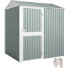 Outsunny Casetta per attrezzi in metallo, 3,5 m², alta serratura, con tetto satinato, guanti, 209 x 177 x 236 cm, capanno da giardino per cortile, giardino, grigio chiaro