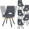 WAFTING Set di 6 Sedie Sala da Pranzo Girevoli, Rotazione 360°, Seduta Larga 48 cm, Sedie da Cucina Imbottite con Schienale Traforato, per Sala da Pranzo, Cucina e Reception, Grigio Scuro