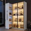 Kelodan Armadio multifunzione 110,5 × 35 × 160 cm - Vetrina con anta in vetro & LED, cassetto laterale estraibile, mobile a rotelle, stile francese, libreria, armadietto da bagno/sala da pranzo.