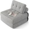 Xbro Divano letto pieghevole con schienale reclinabile, poltrona convertibile in letto 2 in 1 portatile per piccoli spazi, tessuto velluto a coste con imbottitura in schiuma, 190 x 85 cm aperto