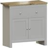 Vida Designs Credenza a 2 Cassetti e 2 Ante Arlington, in Derivati del Legno, Grigio e Quercia, H 80 x L 79 x P 35 cm, Piano in truciolare, MDF e melammina, 80 x 79 x 35 cm Circa