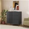 [en.casa] Comò a 3 Cassetti per Camera da Letto Cassettiera Mobile Contenitore Multiuso di Archiviazione con Frontali Decorativi per Soggiorno Corridoio 80 x 80 x 40 cm - Nero