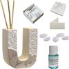 Regalami.Shop bomboniera profumatore in Marmo di Carrara Completo di Scatola, Confetti, Essenza, Nastro e bigliettino (Lettera u)