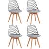 GrandCA HOME Set di 4 Sedie da Pranzo, Sedie da Cucina Moderne con Seduta Rivestita in pelle e Gambe in Faggio, Adatte a Cucine e Sale da Pranzo - Grigio