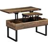 Vicco tavolino soggiorno Lifty, Rovere rustico, 100 x 50 cm con funzione di sollevamento, estendibile con piano regolabile in altezza e spazio contenitore