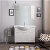 Kiamami Valentina - Mobile bagno a terra 105cm quercia bianco con 3 ante, cassetto e specchio con pensile Rimini
