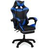 IDMarket - Sedia da gioco ALEX regolabile con poggiapiedi, cuscino per la testa e cuscino lombare in nero e blu