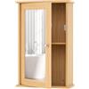 GIANTEX Armadietti a Specchio per Bagno, 2 Ripiani, Montaggio da Parete, Sopra Lavabo, Mobiletto Pensile in Legno con Ante, 34 x 15 x 51 cm, 4 Colori (Naturale)
