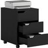 HOMCOM Cassettiera da scrivania mobile con 3 cassetti, mobile da scrivania su ruote, per documenti e stampante, scatola compatta per lavoro o camera da letto, 40 x 50 x 57,5 cm, nero