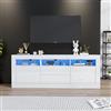 Kelodan Mobile TV lucido, 160 x 35 x 60 cm, con illuminazione a LED, 3 scomparti aperti, 2 ante, 2 cassetti, controllo smart app, per TV da 70 pollici