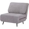 HOMCOM Poltrona Letto 2 in 1 Singola Regolabile su 3 Livelli con Seduta Extra-Large e Imbottita in Gommapiuma, Struttura in Legno, Acciaio ed Effetto Velluto Grigio