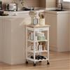[en.casa] Carrello da Servizio Portaoggetti a Rotelle con 3 Ripiani e Cassetto Carrello Portatutto Multiuso Griglia Portabottiglie per Cucina Sala Bagno 76x37x37 cm - Bianco/Effetto Legno